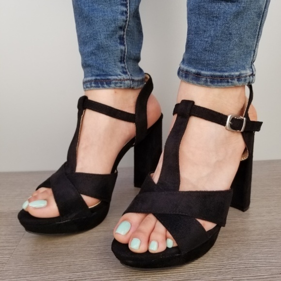 Vegan Suede Open Toe Platform Heel Sandal-K - Picture 5 of 7